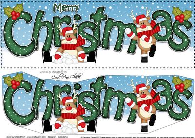 Large Dl Christmas Rudolph Snowball Fun 3D Decoupage