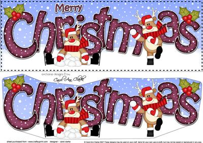 Large Dl Christmas Rudolph Snowball Fun 3D Decoupage
