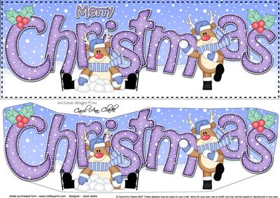 Large Dl Christmas Rudolph Snowball Fun 3D Decoupage