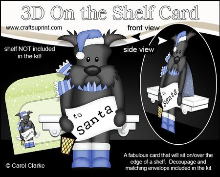3D on the Shelf Card Kit - Little Christmas Scottie Dog