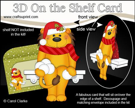 3D on the Shelf Card Kit - Little Christmas Lion