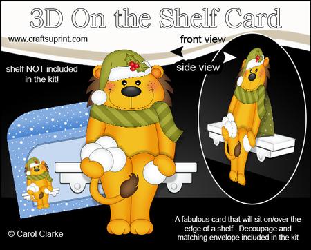 3D on the Shelf Card Kit - Little Christmas Lion