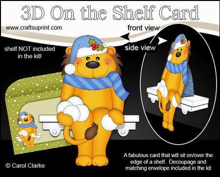 3D on the Shelf Card Kit - Little Christmas Lion