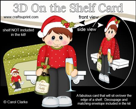 3D on the Shelf Card Kit - Little Christmas Tipple Champers