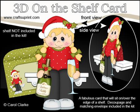3D on the Shelf Card Kit - Little Christmas Tipple Champers