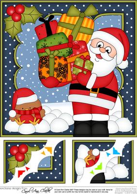 8 x 8 Christmas Santa's Presents Scalloped Corner Topper