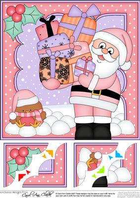 8 x 8 Christmas Santa's Presents Scalloped Corner Topper