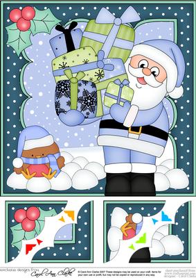 8 x 8 Christmas Santa's Presents Scalloped Corner Topper