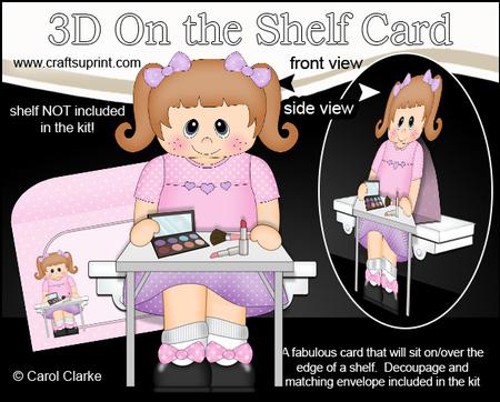 3D on the Shelf Card Kit - Little Make-up Girl Lucy