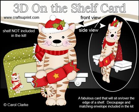 3D on the Shelf Card Kit - Little Christmas Cat Fudge