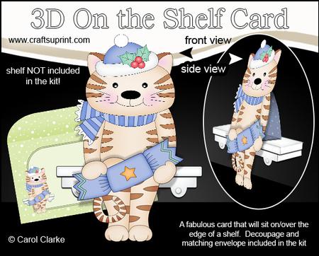 3D on the Shelf Card Kit - Little Christmas Cat Fudge