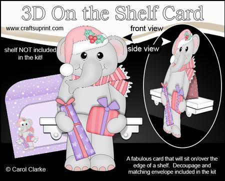 3D on the Shelf Card Kit - Little Christmas Elephant