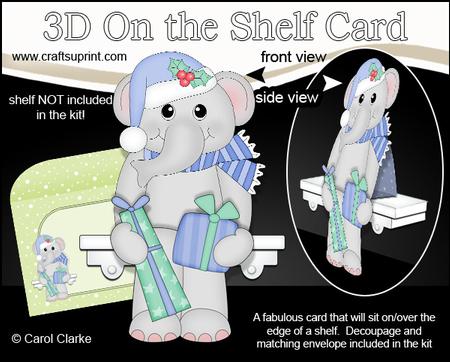 3D on the Shelf Card Kit - Little Christmas Elephant