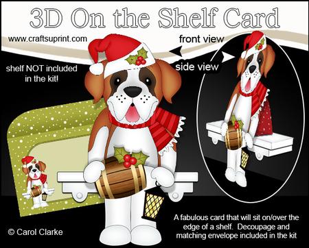 3D on the Shelf Card Kit - Little Christmas St Bernard Dog