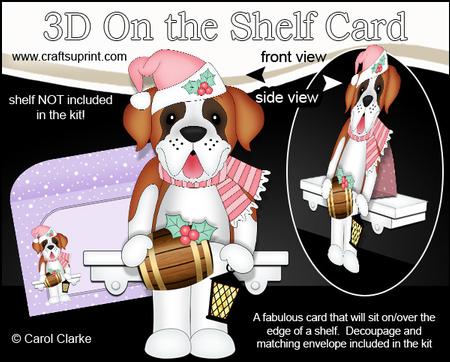 3D on the Shelf Card Kit - Little Christmas St Bernard Dog