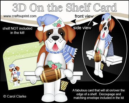 3D on the Shelf Card Kit - Little Christmas St Bernard Dog