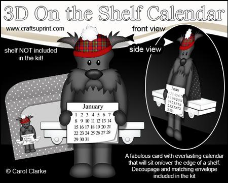 3D on the Shelf Everlasting Calendar Kit - Scottie Dog