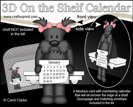 3D on the Shelf Everlasting Calendar Kit - Scottie Dog