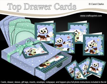 3D Christmas Little Hoot Owls Top Drawer Cards Bumper Kit