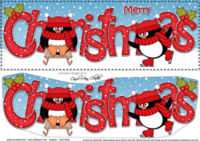 Large Dl Christmas Penguins 3D Decoupage