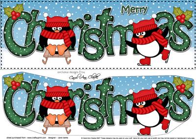 Large Dl Christmas Penguins 3D Decoupage