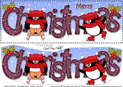 Large Dl Christmas Penguins 3D Decoupage