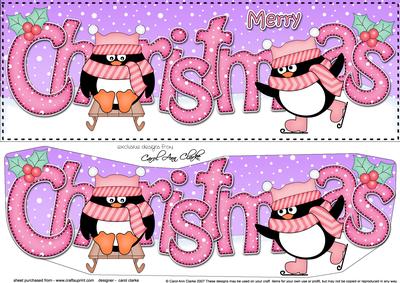 Large Dl Christmas Penguins 3D Decoupage