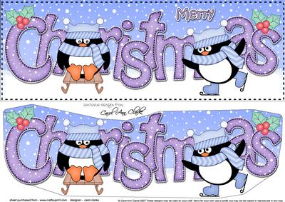 Large Dl Christmas Penguins 3D Decoupage
