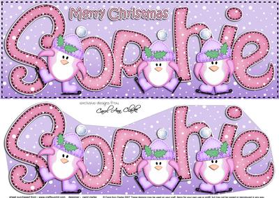 Large Dl Christmas Sophie Penguins 3D Decoupage
