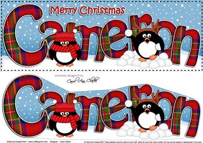 Large Dl Christmas Cameron Tartan Penguins 3D Decoupage