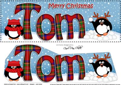 Large Dl Christmas Tom Tartan Penguins 3D Decoupage