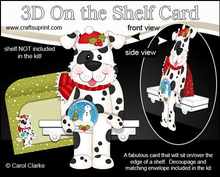 3D on the Shelf Card Kit - Little Christmas Spotty Dog