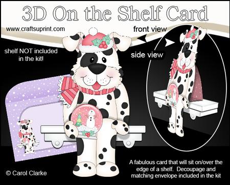 3D on the Shelf Card Kit - Little Christmas Spotty Dog