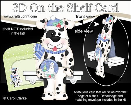 3D on the Shelf Card Kit - Little Christmas Spotty Dog