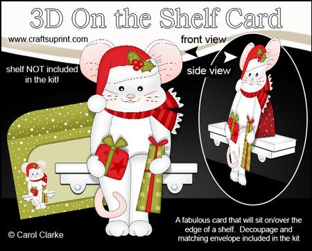 3D on the Shelf Card Kit - Little Christmas Mouse