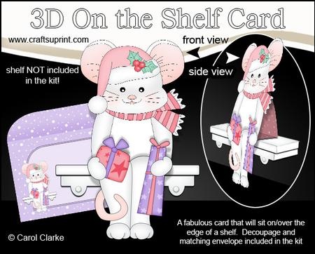 3D on the Shelf Card Kit - Little Christmas Mouse