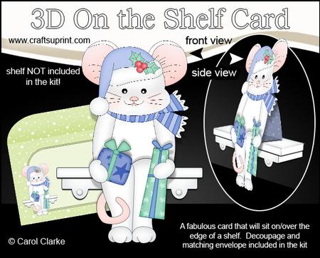 3D on the Shelf Card Kit - Little Christmas Mouse