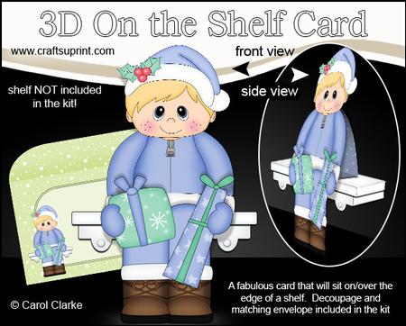 3D on the Shelf Card Kit - Little Christmas Boy Blue
