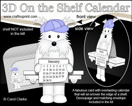 3D on the Shelf Everlasting Calendar Kit - Little Westie Dog