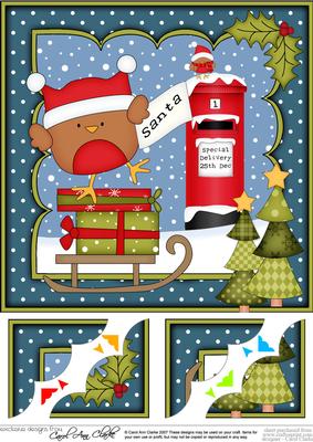 8 x 8 Christmas Bobbin Robin's Santa Letter Scalloped Corner