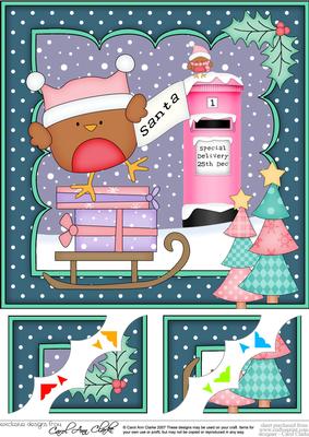 8 x 8 Christmas Bobbin Robin's Santa Letter Scalloped Corner