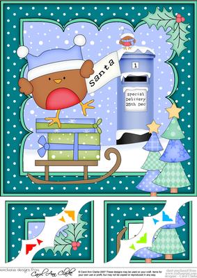 8 x 8 Christmas Bobbin Robin's Santa Letter Scalloped Corner