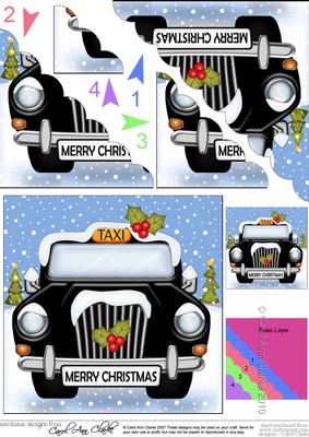 Christmas Taxi Scallop Corner Side Stacker Topper