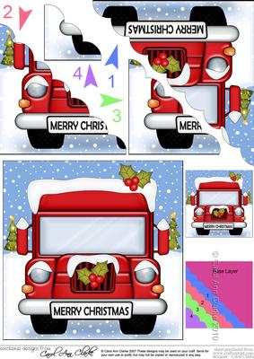 Christmas Lorry Scallop Corner Side Stacker Topper
