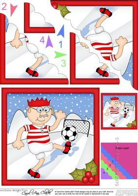 Christmas Bert plays Football Scallop Corner Topper