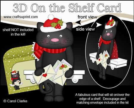 3D on the Shelf Card Kit - Little Christmas Cat Sooty