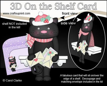 3D on the Shelf Card Kit - Little Christmas Cat Sooty