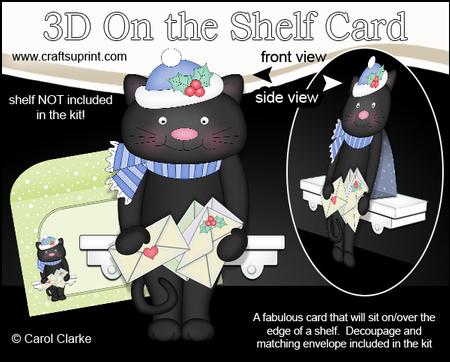 3D on the Shelf Card Kit - Little Christmas Cat Sooty