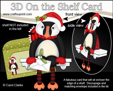 3D on the Shelf Card Kit - Little Christmas Puffin