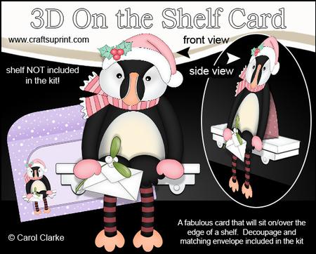 3D on the Shelf Card Kit - Little Christmas Puffin